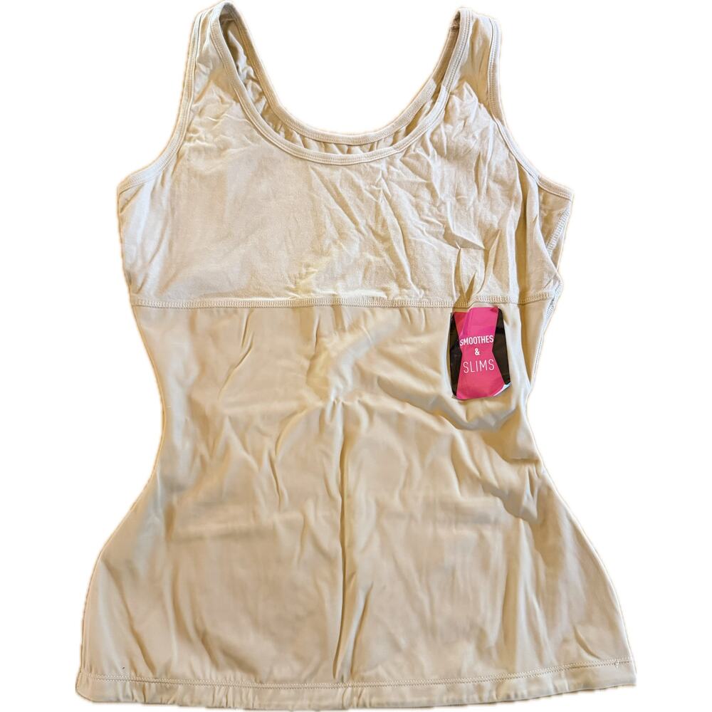 Teez-Her Shapewear Tank Top Camisole Womens Size L Beige Smoothing